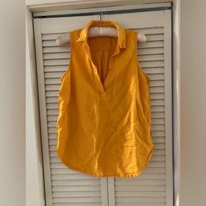 J. Crew Neon Orange Linen Top